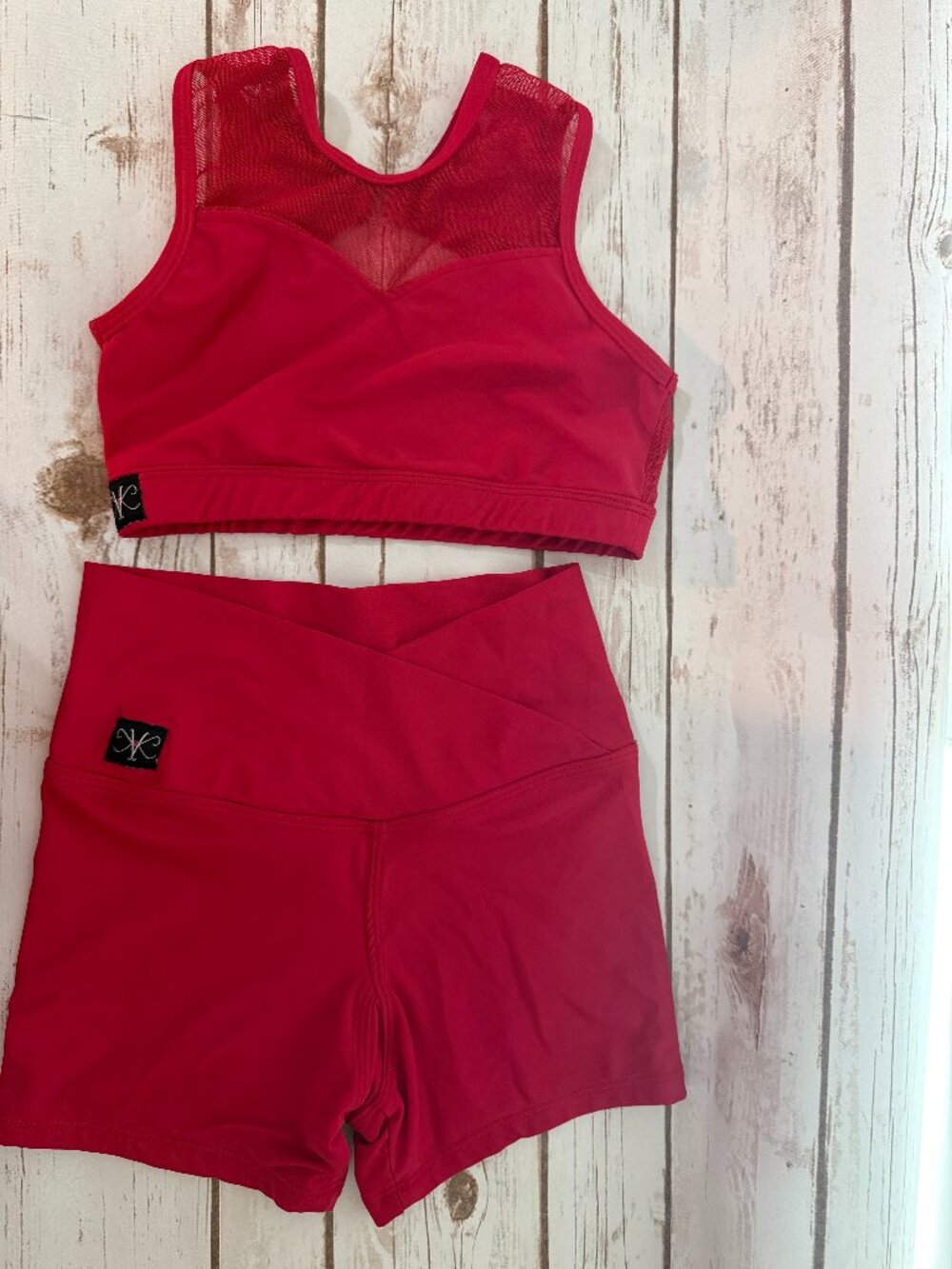 Kandi Kouture CXL 10/12 Red Dance Convention Crop Top Shorts Set